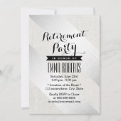 Ruhestand Party Moderne Silver Stripes Imitate Lei Einladung (Vorderseite)
