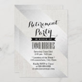 Ruhestand Party Moderne Silver Stripes Imitate Lei Einladung (Vorne/Hinten)