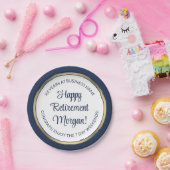 Ruhestand Party Modernes Navy Blue, White & Gold Pappteller (Party)