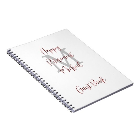 Ruhestand Party Monogram White Burgundy Guest Notizblock (Rechte Seite)