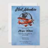Ruhestand Party Nächstes Adventure Travel Flugzeug Einladung (Vorderseite)