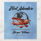 Ruhestand Party Nächstes Adventure Travel Flugzeug Weinetikett (Einzelnes Label)