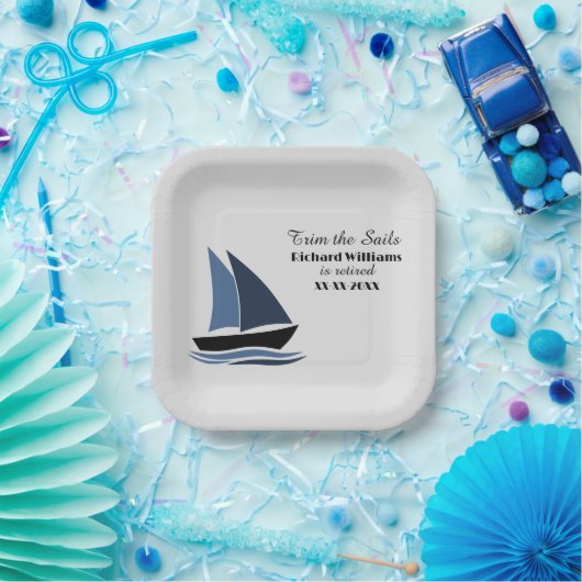 Ruhestand Party Nautic Sailing Theme Modern Pappteller (Party)