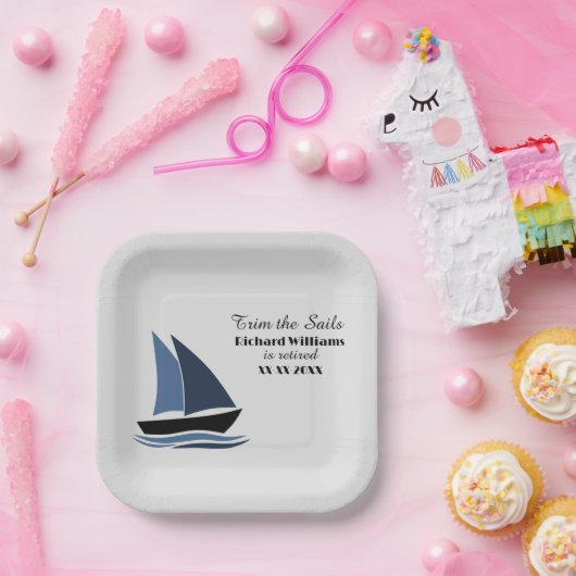 Ruhestand Party Nautic Sailing Theme Modern Pappteller (Party)