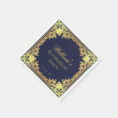 Ruhestand Party Navy Blue und Gold Elegantes Skrip Serviette (Ecke)