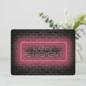 Ruhestand Party Neon-Zeichen an Wand Einladung (Stehend Vorderseite)