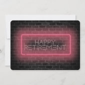 Ruhestand Party Neon-Zeichen an Wand Einladung (Vorderseite)