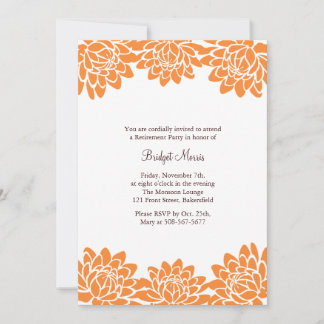 Ruhestand Party Orange Moderne und florale Einladu Einladung