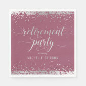 Ruhestand Party Paper Napkin Elegant Silver, Rosa Serviette (Vorderseite)