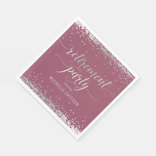 Ruhestand Party Paper Napkin Elegant Silver, Rosa Serviette (Ecke)
