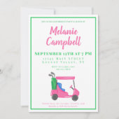 Ruhestand Party Preppy Pink Golf Cart Einladung (Vorderseite)