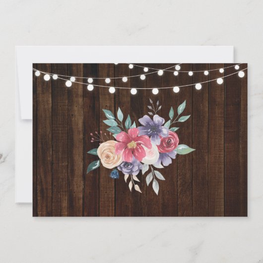 Ruhestand Party Remüde Holz Rosa Blume Foto Einladung (Rückseite)