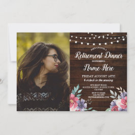 Ruhestand Party Remüde Holz Rosa Blume Foto Einladung