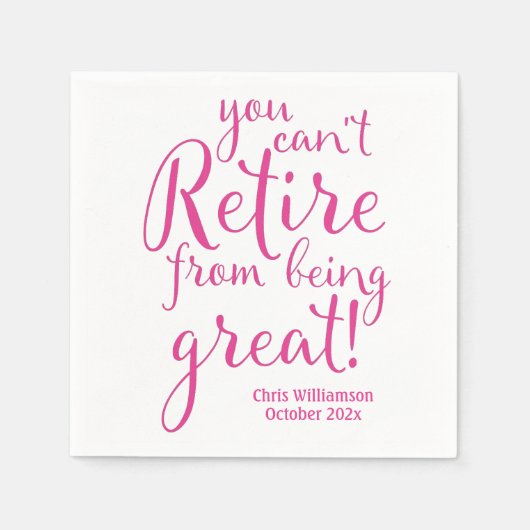 Ruhestand Party Rosa Reifen Groß Serviette (Vorderseite)