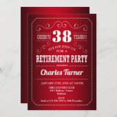 Ruhestand Party - Rot weiß Einladung (Vorne/Hinten)