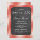 Ruhestand Party Roter Karo Rustikale Kalk GRILLEN Einladung (Vorne/Hinten)