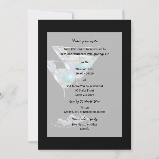 Ruhestand Party Ruhestand Abschied CUSTOMIZE Einladung (Rückseite)