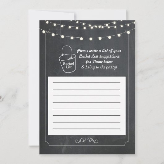 Ruhestand Party Rustic Bucket List Chalk Einladung (Rückseite)