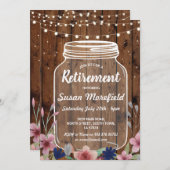 Ruhestand Party Rustic Jar Wood Floral Einladung (Vorne/Hinten)