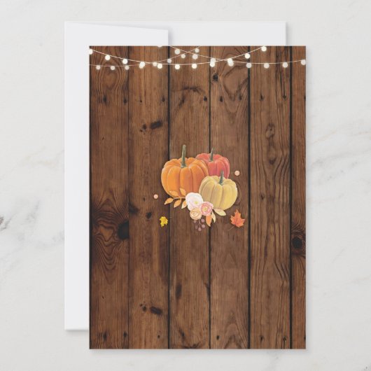 Ruhestand Party Rustic Wood Pumpkin Invite Lights Einladung (Rückseite)