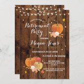 Ruhestand Party Rustic Wood Pumpkin Invite Lights Einladung (Vorne/Hinten)