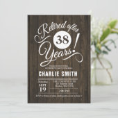 Ruhestand Party - Rustikales Holz - Weiß Einladung (Stehend Vorderseite)