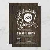 Ruhestand Party - Rustikales Holz - Weiß Einladung (Vorne/Hinten)