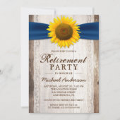 Ruhestand Party Rustikales Stallholz Sonnenblumen  Einladung (Vorderseite)