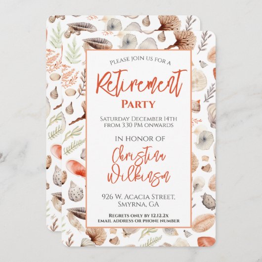 Ruhestand Party Seashell Beach Summer Einladung (Vorne/Hinten)