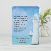 Ruhestand Party Segelboot und OzeanLeuchtturm Einladung (Stehend Vorderseite)