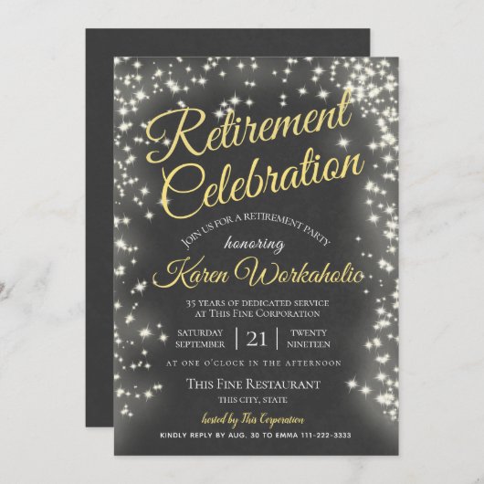 Ruhestand Party Starry Chalkboard Sky Einladung (Vorne/Hinten)