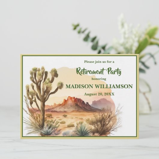 Ruhestand Party Südwestliche Wasserfarben Ankündigung (Stehend Vorderseite)