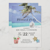 Ruhestand Party Tropical Beach Einladung (Vorne/Hinten)