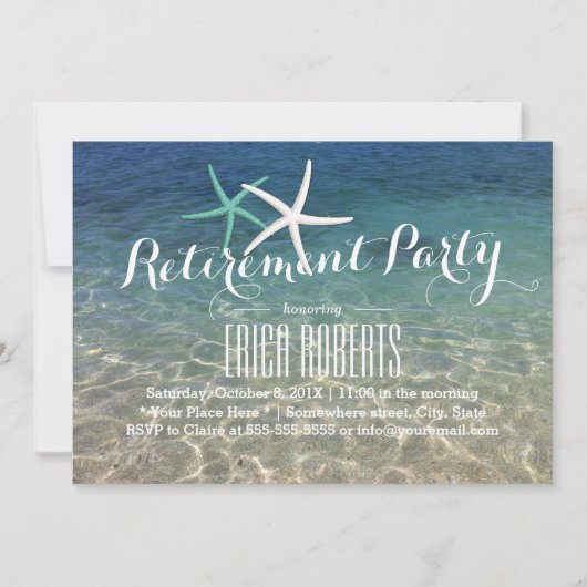 Ruhestand Party Tropical Summer Beach Starfish Einladung (Vorderseite)