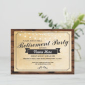 Ruhestand Party Vintage Papieraufhängung Holz Einl Einladung (Stehend Vorderseite)