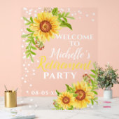 Ruhestand Party Willkommensflorale Sonnenblume Acrylschild (Hochzeit)