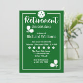 Ruhestand Pickleball Paddles Elegantes Grün Einladung (Stehend Vorderseite)