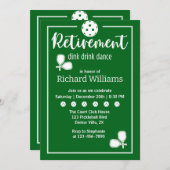 Ruhestand Pickleball Paddles Elegantes Grün Einladung (Vorne/Hinten)