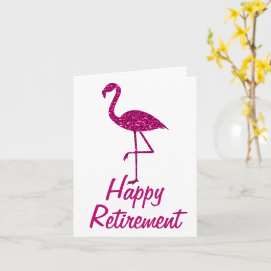 Ruhestand pink flamingo Benutzerdefinierter Text G Karte (Gelbe Blume)