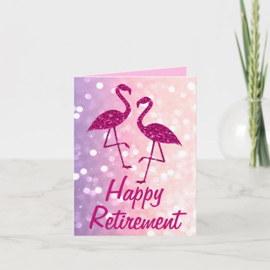 Ruhestand pink flamingo Benutzerdefinierter Text G Karte (Vorderseite)