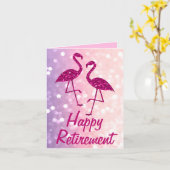 Ruhestand pink flamingo Benutzerdefinierter Text G Karte (Gelbe Blume)