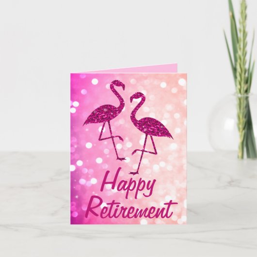 Ruhestand pink flamingo Benutzerdefinierter Text G Karte (Vorderseite)