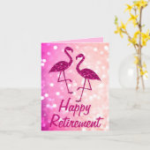 Ruhestand pink flamingo Benutzerdefinierter Text G Karte (Gelbe Blume)