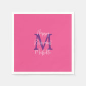 Ruhestand Pink White Lila Name Monogram Serviette (Vorderseite)