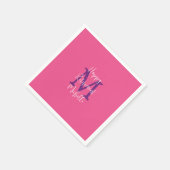 Ruhestand Pink White Lila Name Monogram Serviette (Ecke)