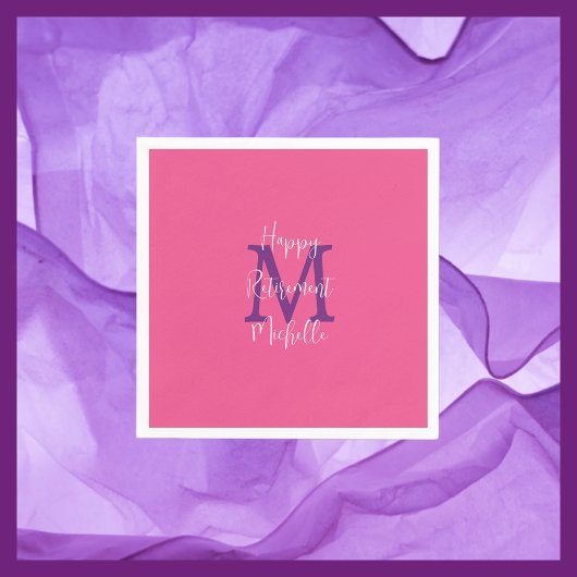 Ruhestand Pink White Lila Name Monogram Serviette
