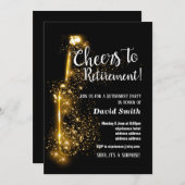 Ruhestand, Ruhestand, Wein, Glitzer Einladung (Vorne/Hinten)