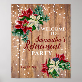 Ruhestand Rustikale Poinsettia Party Willkommen Poster