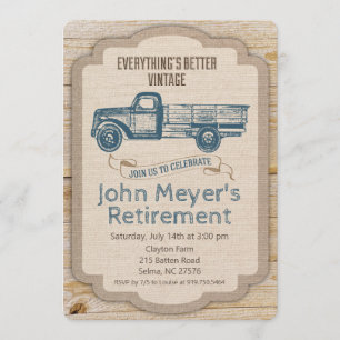Ruhestand Rustikaler Lieferwagen LKW Einladung