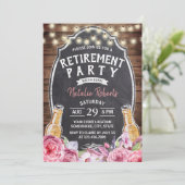 Ruhestand Rustikales Bier-Party Einladung (Stehend Vorderseite)